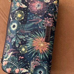 Sakroots Floral Zip Wallet - Navy with Multicolor Floral Print